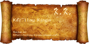 Kállay Kinga névjegykártya